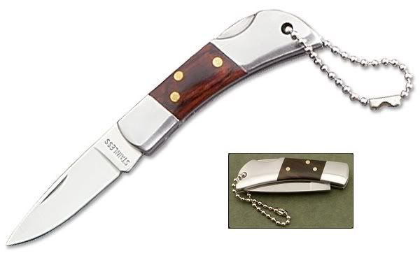Details about NEW! 4.25" Wood Inlay Mini Keychain Folding Knife