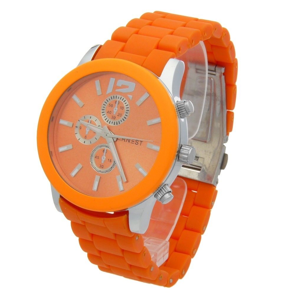 Montre Tendance Pour Femme Cadran Rond Bracelet Silicone Ernest Réf K3131 Ebay 