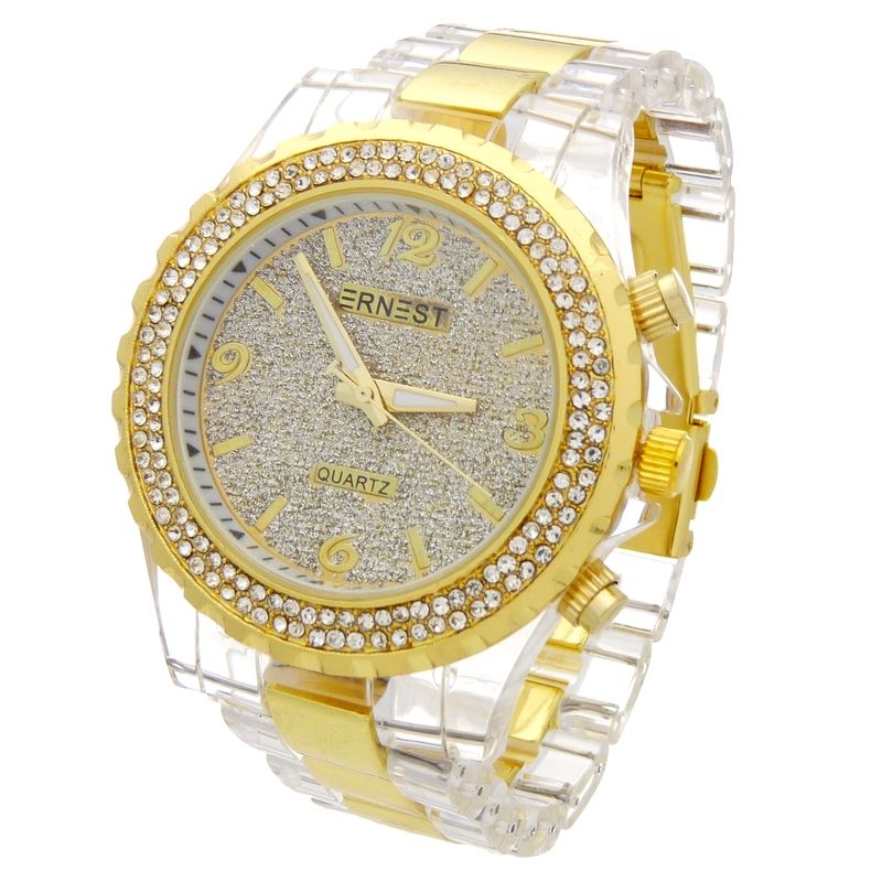 Montre Tendance Pour Femme Cadran Orné De Strass Marque Ernest Réf 94007 