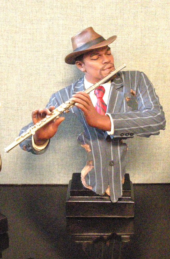 Jazz Flute Player Cold Cast Limited Edition 18" Tall Brand New In Box