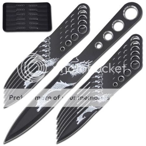 NEW 6 Dragon 12 Pc. Throwing Knife Set w/ Sheath  