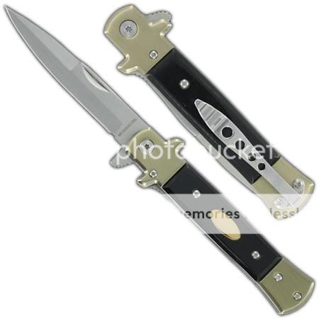 NEW 9 Black Italian Milano Spring Assist Stiletto Folding Knife 