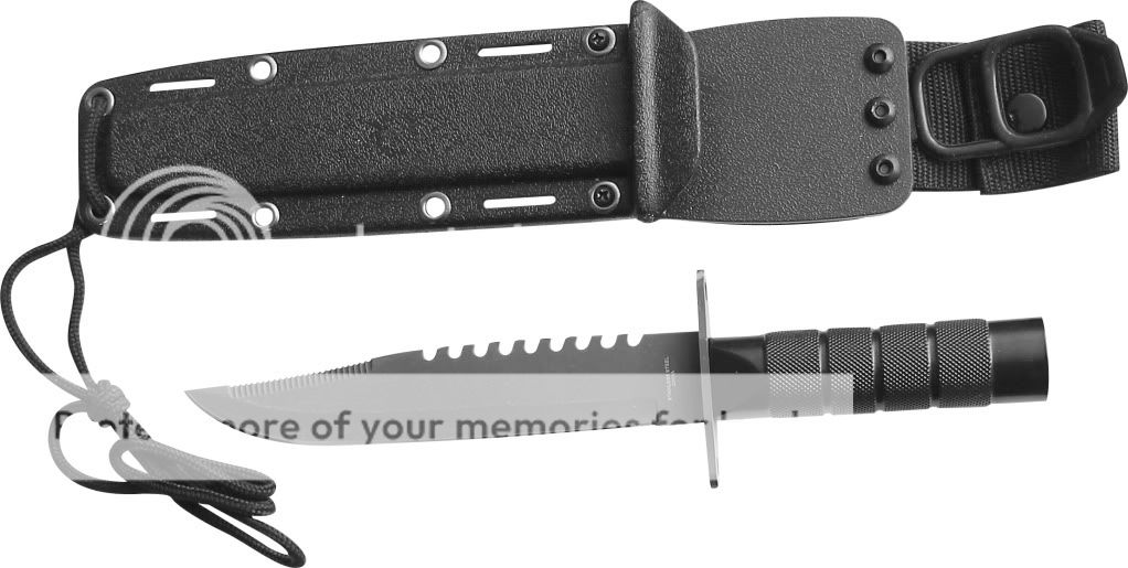 NEW 13 All Black Survival Knife w/ ABS Hard Sheath & Kit  