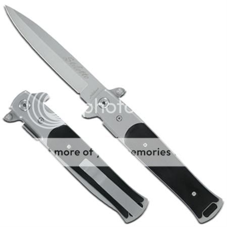 NEW 8.75 Black Italian Milano Spring Assisted Stiletto Folding Knife 