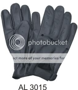 A3015 MENS BLACK LEATHER UNLINED MOTORCYCLE GLOVES  