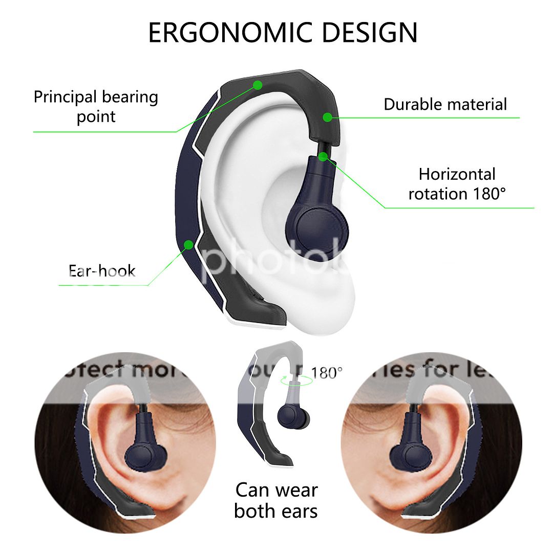 Bluetooth Earpiece Headset Hands-free Calling Stereo Headphones For