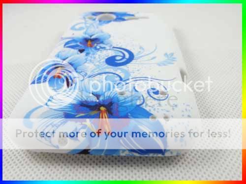 Blue Flower Soft Rubber Gel Silicone Skin Case Cover For HTC Radar 4G 