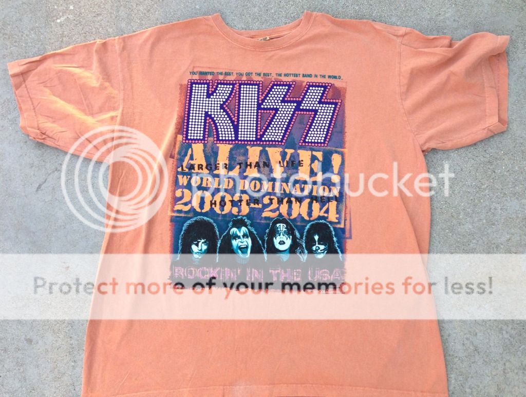 Kiss Concert World Domination Tour 03 04 Orange Tee Shirt XL Larger Than Life