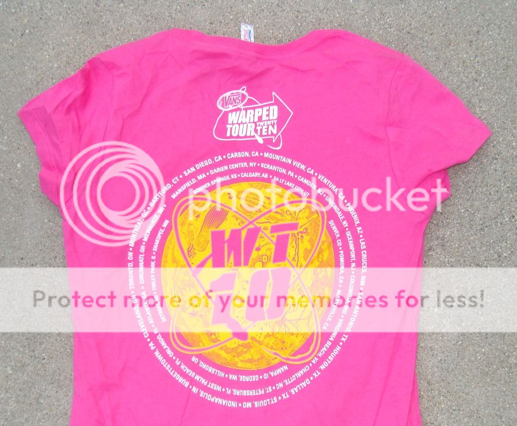 Vans Warped Tour 2010 Pink Concert Tee Shirt Jr Sizes with Tour Dates