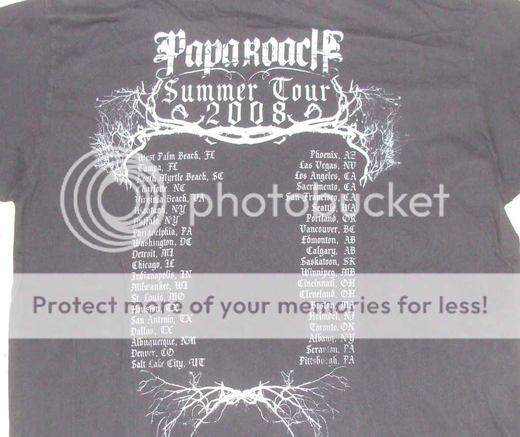 Papa Roach Skulls Summer Tour 2008 Mens Black Tee Shirt XXL by Chaser New