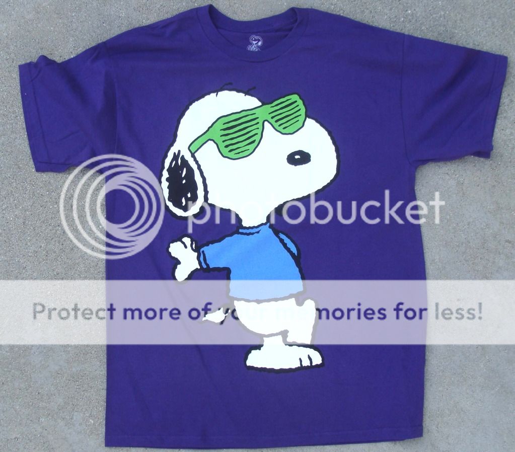Joe Cool Snoopy w Sunglasses Purple Tee Shirt Adult Sizes by Hybrid ...