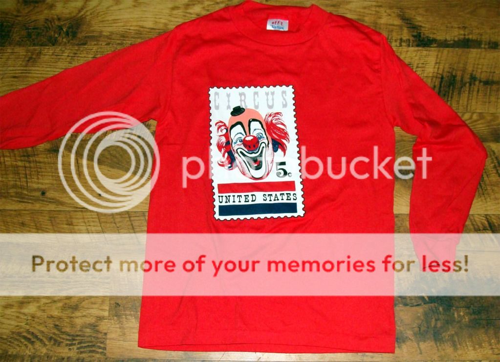 Circus USA 5 Cent Postage Stamp Long Sleeve Red Tee Shirt New