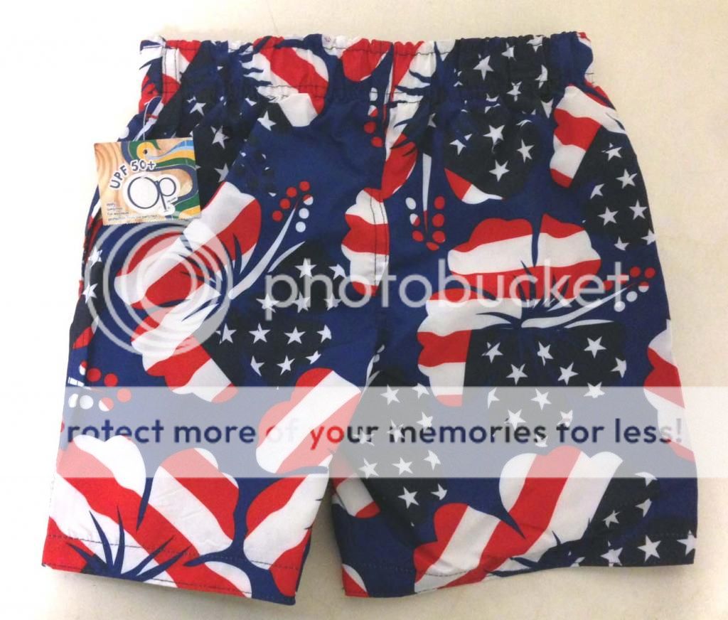 Ocean Pacific Boy's Board Shorts Red White Blue American Flag Swim Suit Trunks