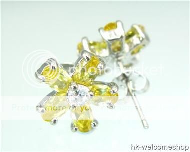 Flower Cut Citrine White Gold Earrings Lady Jewelry  