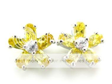 Flower Cut Citrine White Gold Earrings Lady Jewelry  