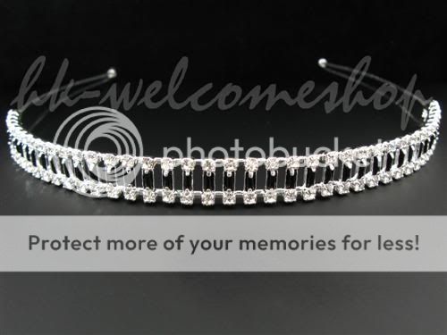 Bridal Wedding 3 Row Black Clear Crystal Headband Tiara T1082